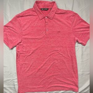 TravisMathew Red Heathered Performance Polo Shirt Men’s Size Large